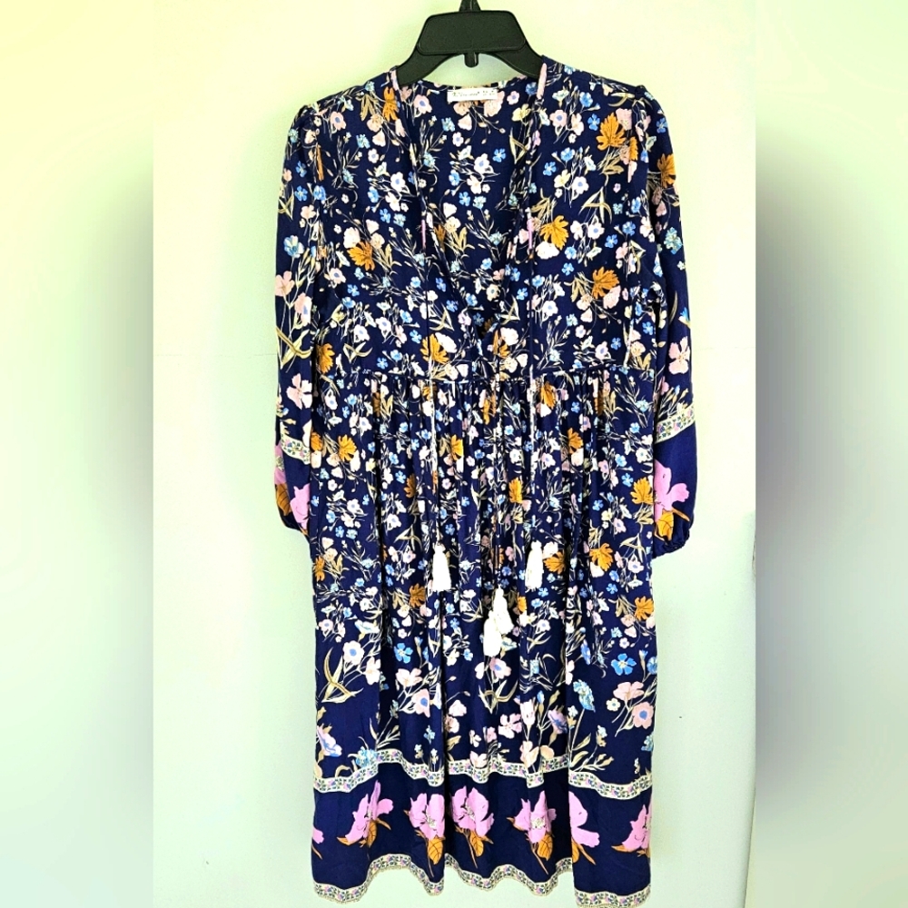R. Vivimos Floral Dress tassel ties